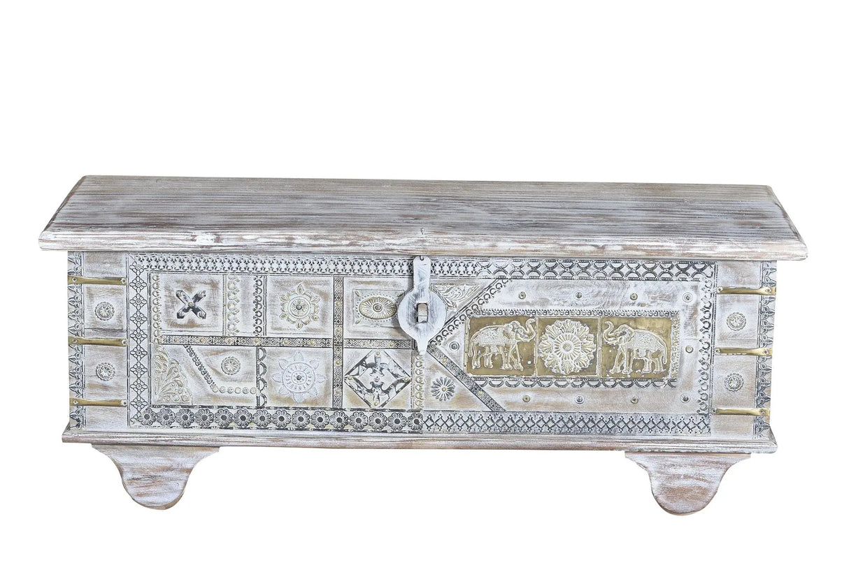 Giner and Colomer - Mango Wood Chest With Bronze Details & Top Opening