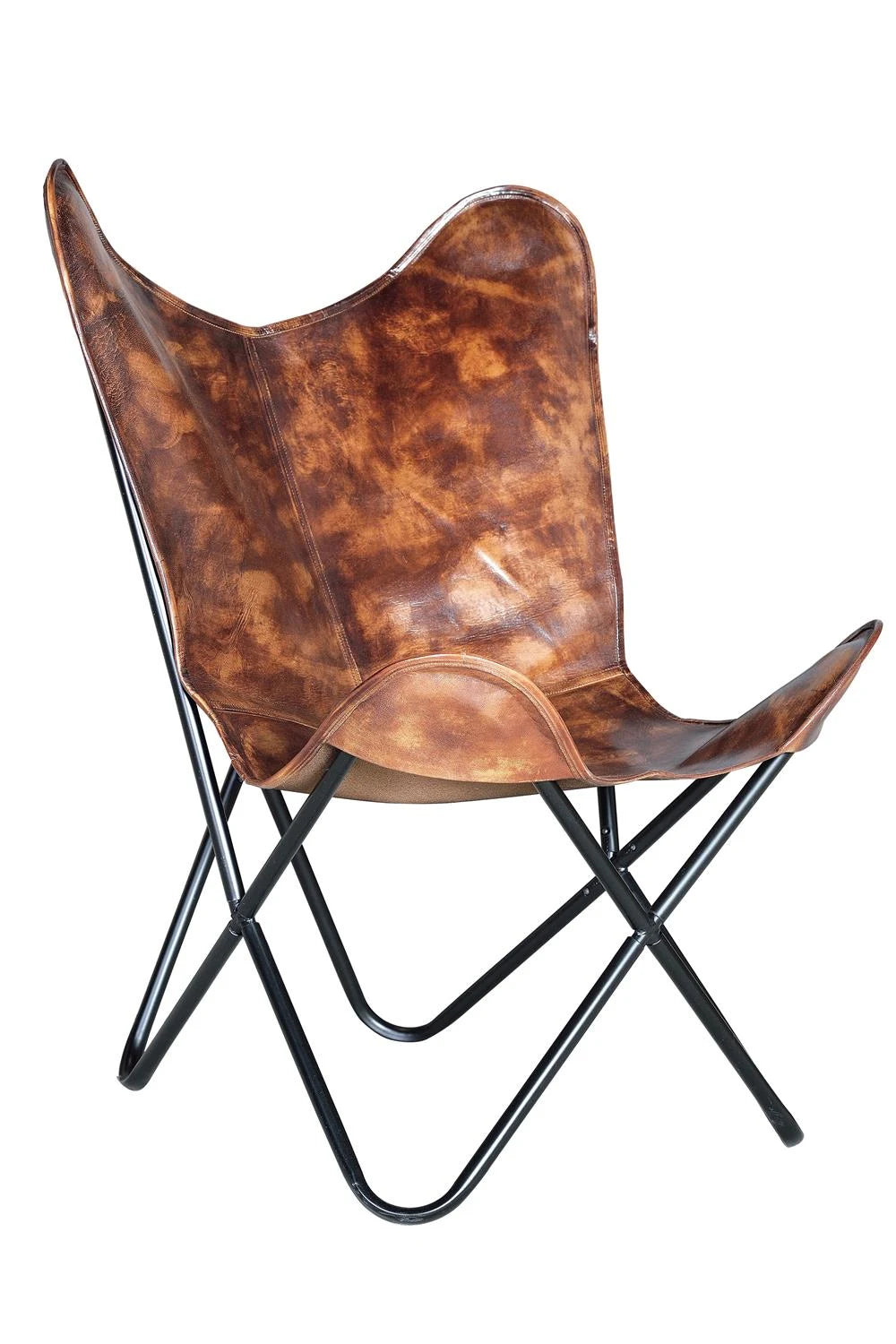 Giner and Colomer - Leather Butterfly Chair With Iron Frame (Removable)