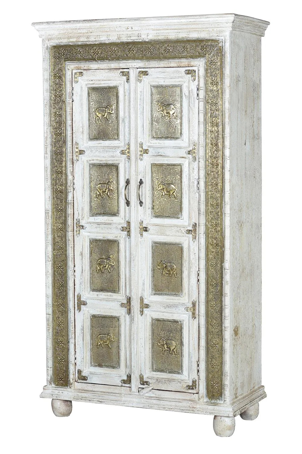 Giner and Colomer - Mango Wood Cabinet With Bronze Details & Interior Shelves