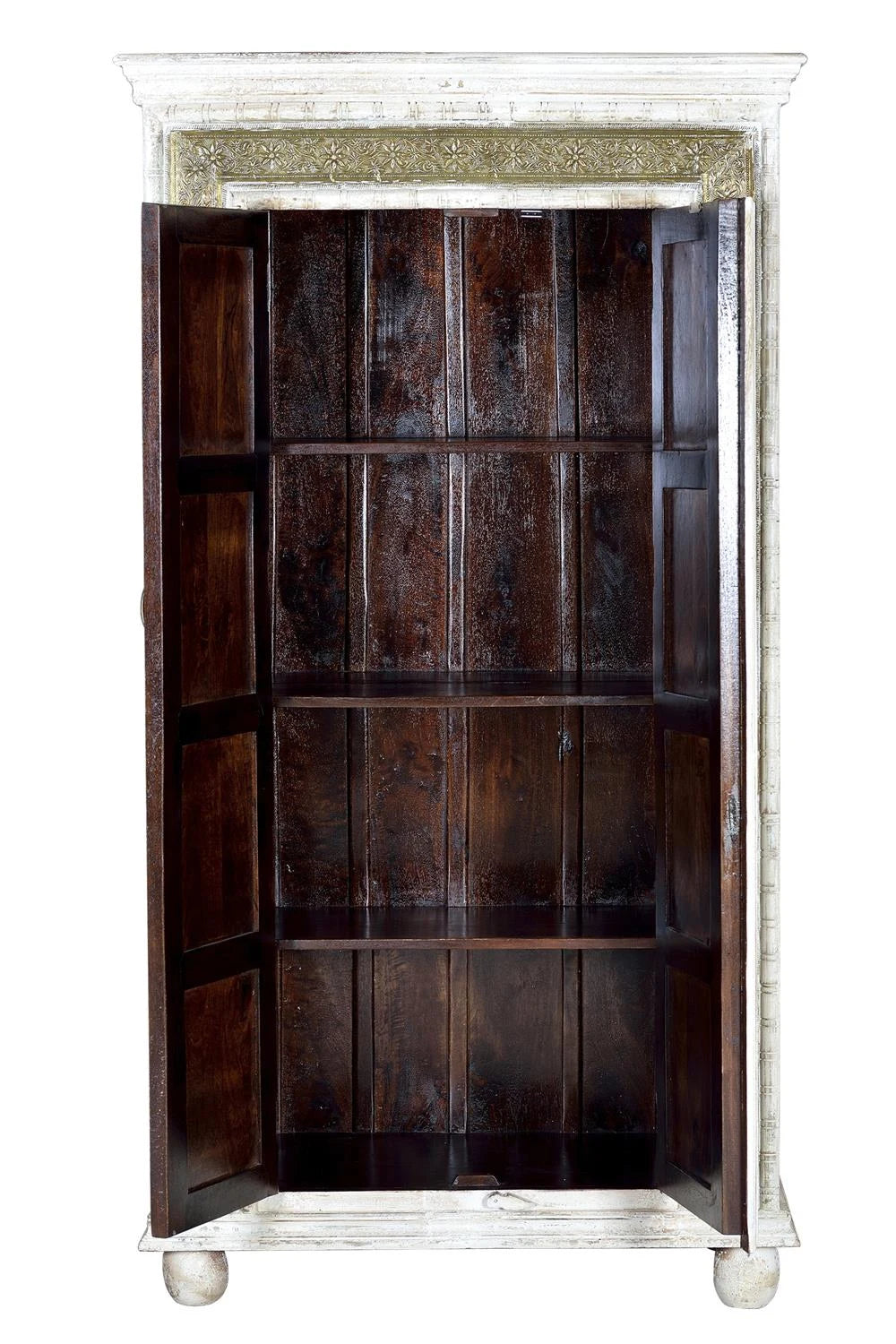 Giner and Colomer - Mango Wood Cabinet With Bronze Details & Interior Shelves