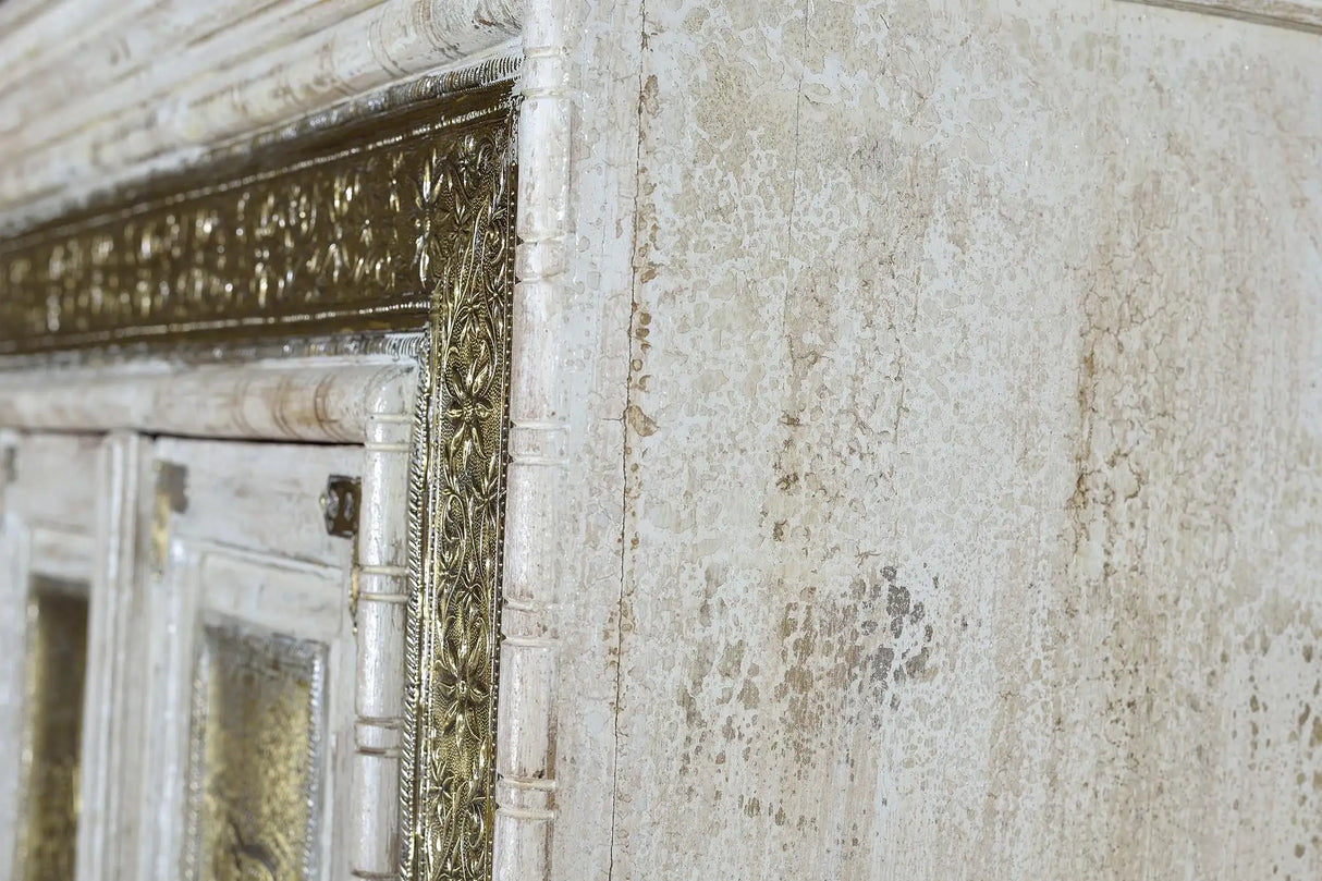 Giner and Colomer - Mango Wood Cabinet With Bronze Details & Interior Shelves