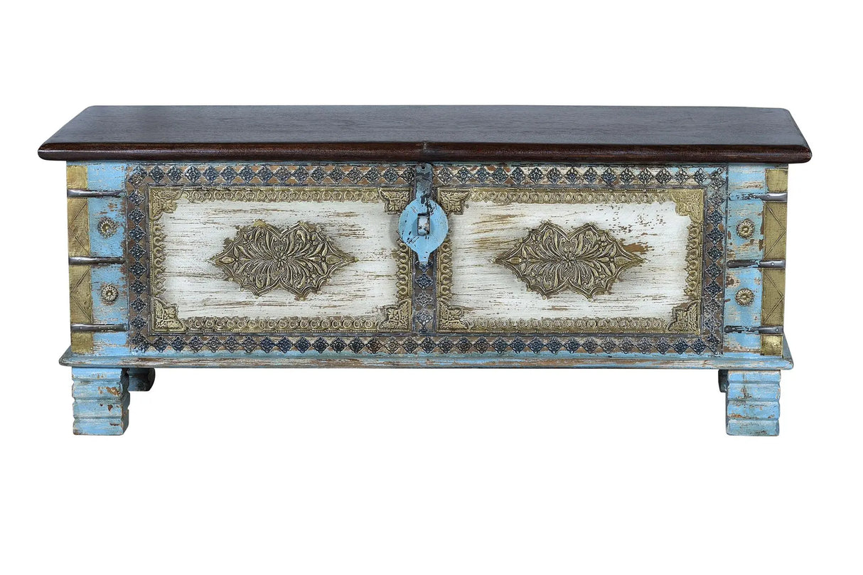Giner and Colomer - Mango Wood Chest With Bronze Details & Top Opening
