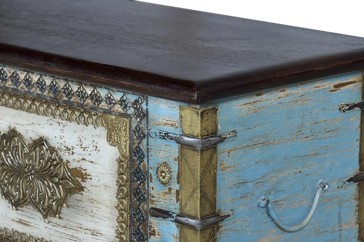 Giner and Colomer - Mango Wood Chest With Bronze Details & Top Opening