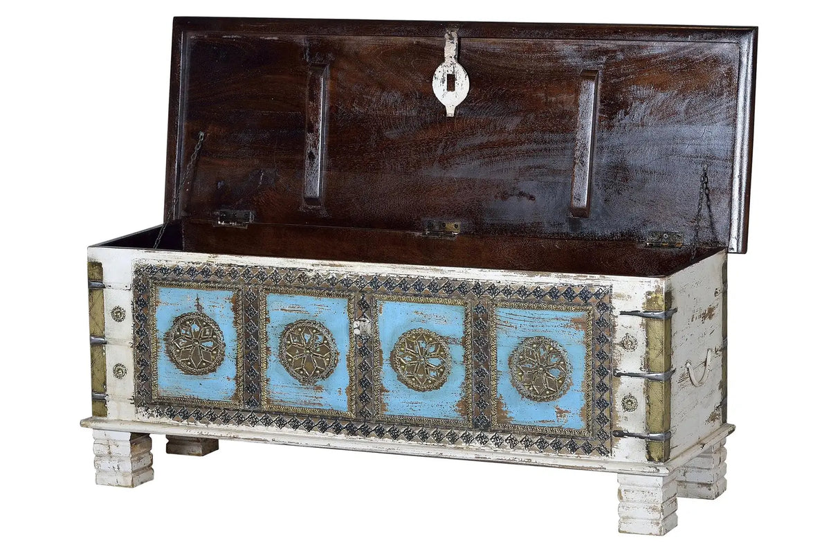 Giner and Colomer - Mango Wood Chest With Top Opening & Bronze Details