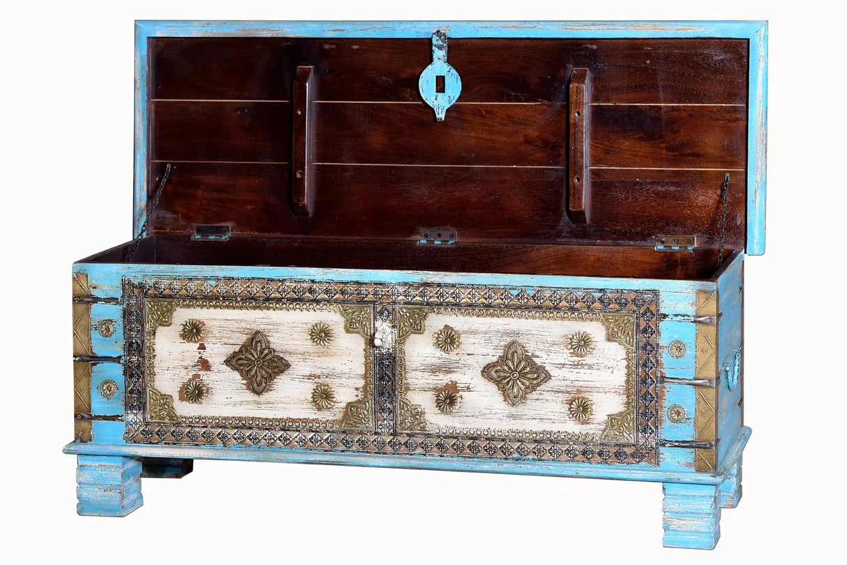 Giner and Colomer - Mango Wood Chest With Top Opening & Bronze Details
