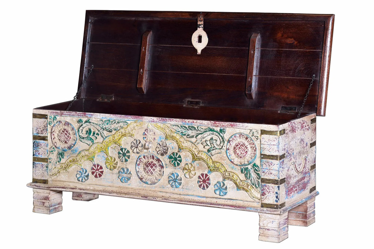 Giner and Colomer - Mango Wood Chest With Top Opening & Bronze Details