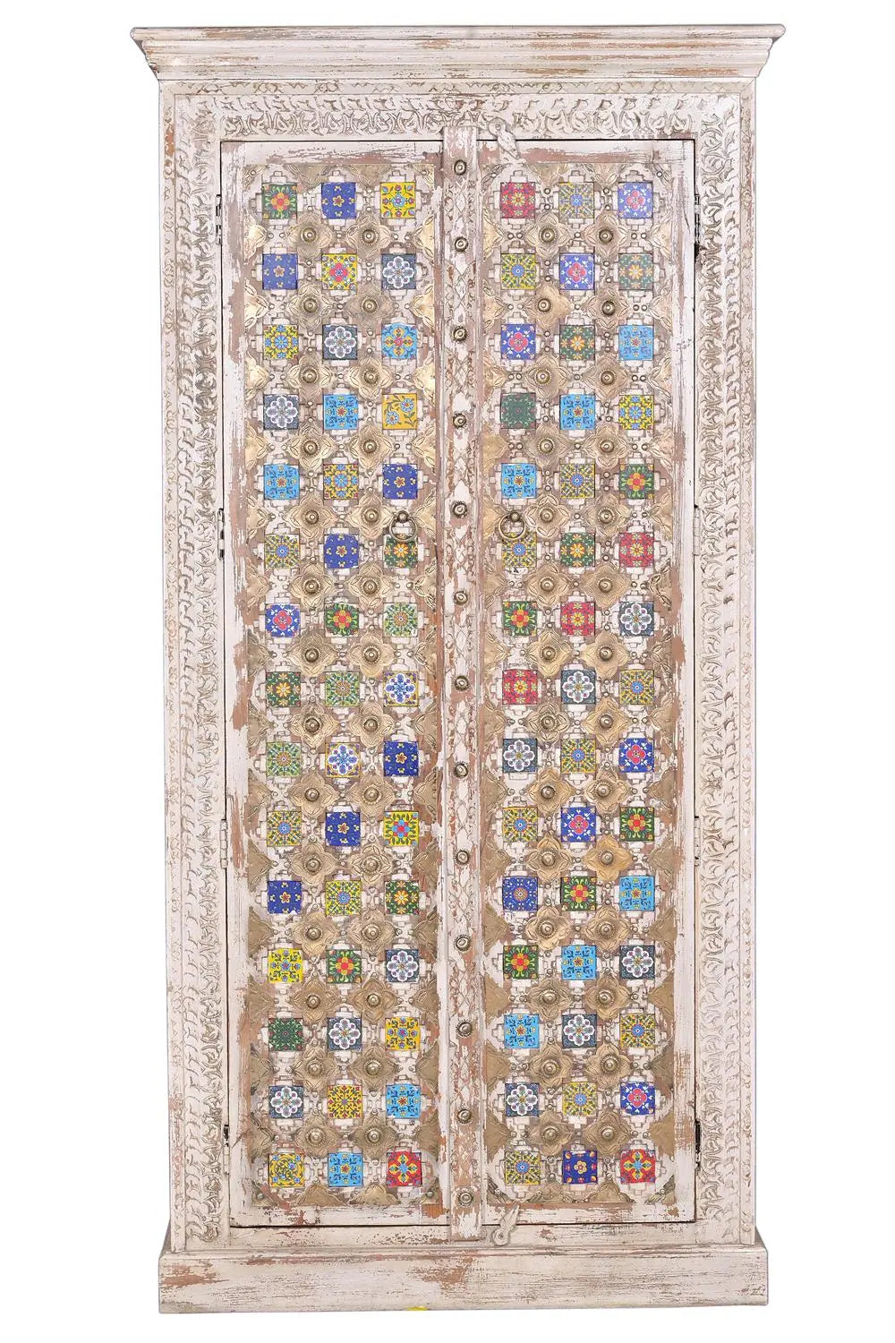 Giner and Colomer - Mango Wood Cabinet With Bronze & Ceramic Details