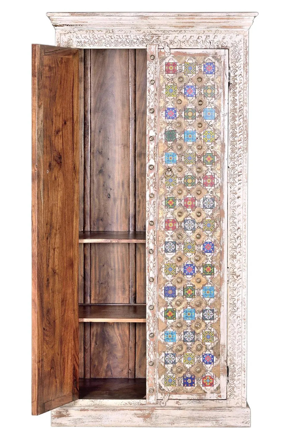 Giner and Colomer - Mango Wood Cabinet With Bronze & Ceramic Details