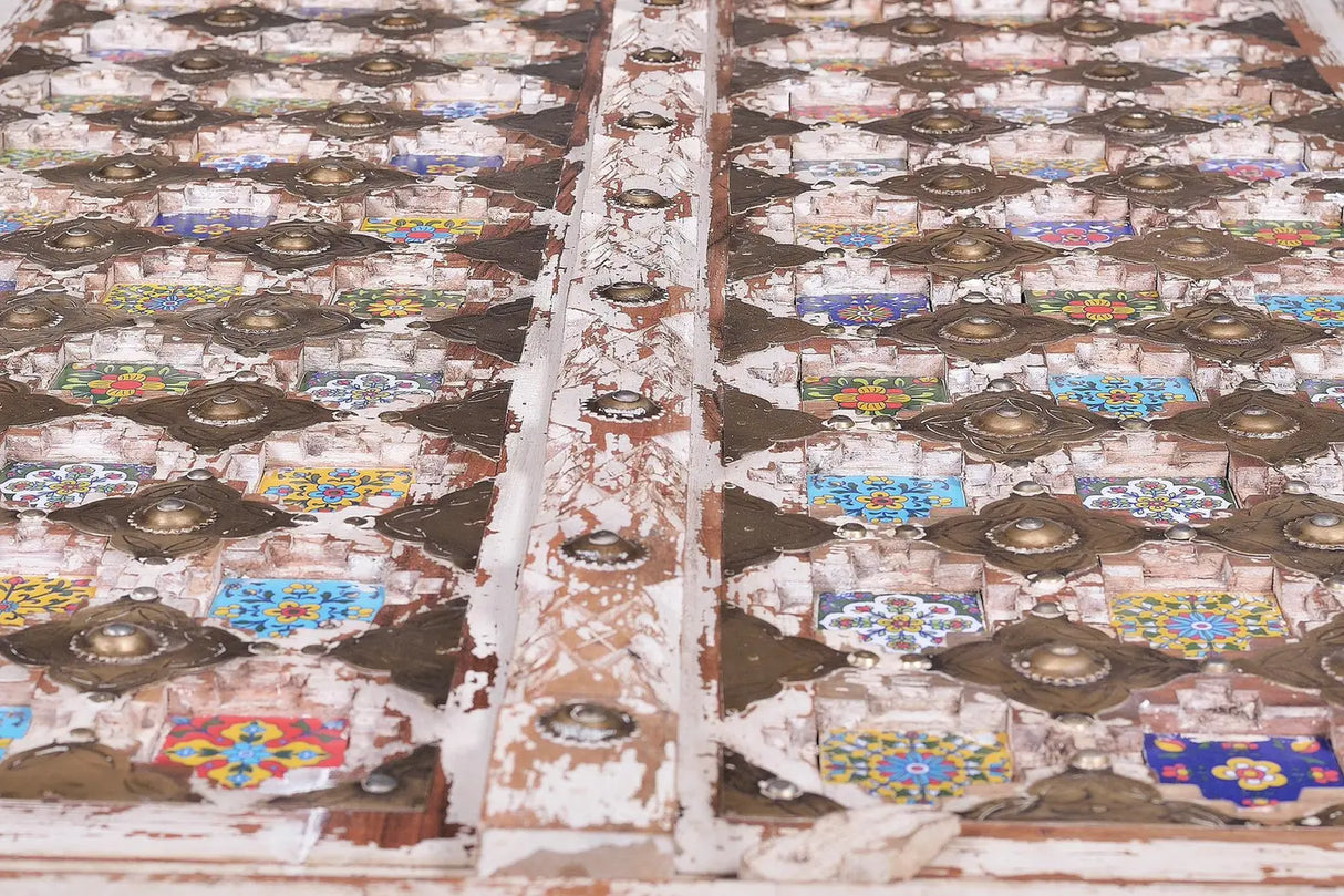 Giner and Colomer - Mango Wood Cabinet With Bronze & Ceramic Details