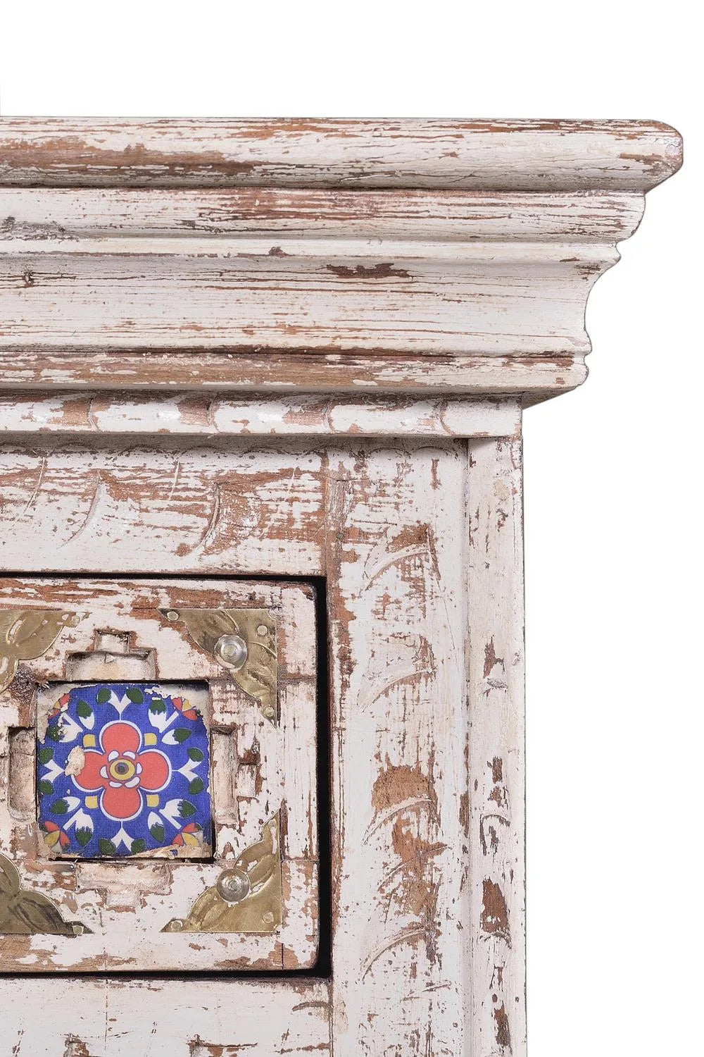 Giner and Colomer - 3-Drawer Mango Wood Nightstand (Ceramic & Bronze)