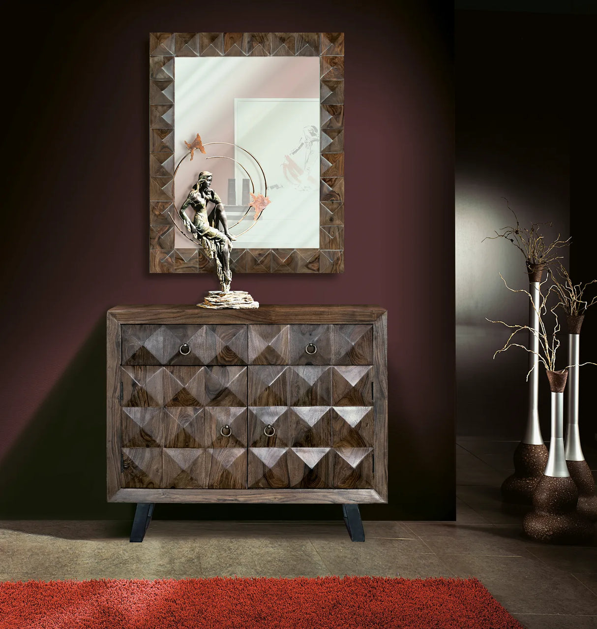 Giner and Colomer - Rosewood Chest Of Drawers (2 Drawers, 2 Doors) Iron Feet