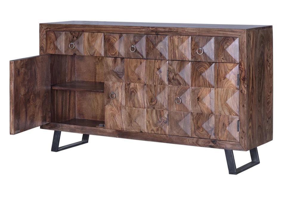 Giner and Colomer - Rosewood Sideboard With 3 Doors & 4 Drawers, Iron Feet