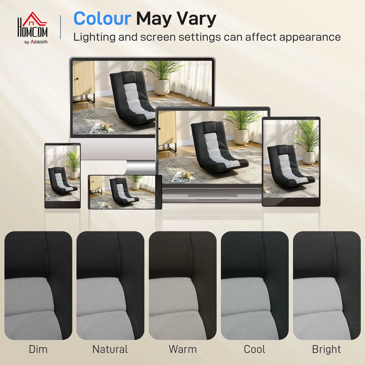 HOMCOM Floor Chair, Folding Floor Sofa with Adjustable Backrest, Wide Seat, Swivel Base, Black