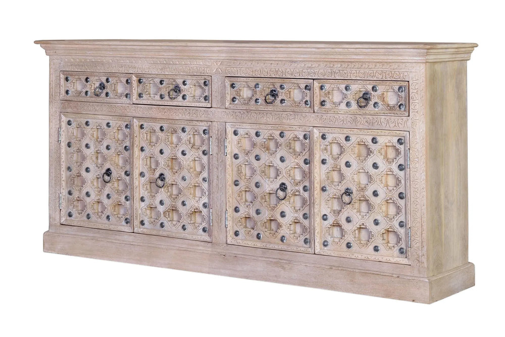Giner and Colomer - Mango Wood Sideboard (4 Doors, 4 Drawers, Iron Details)