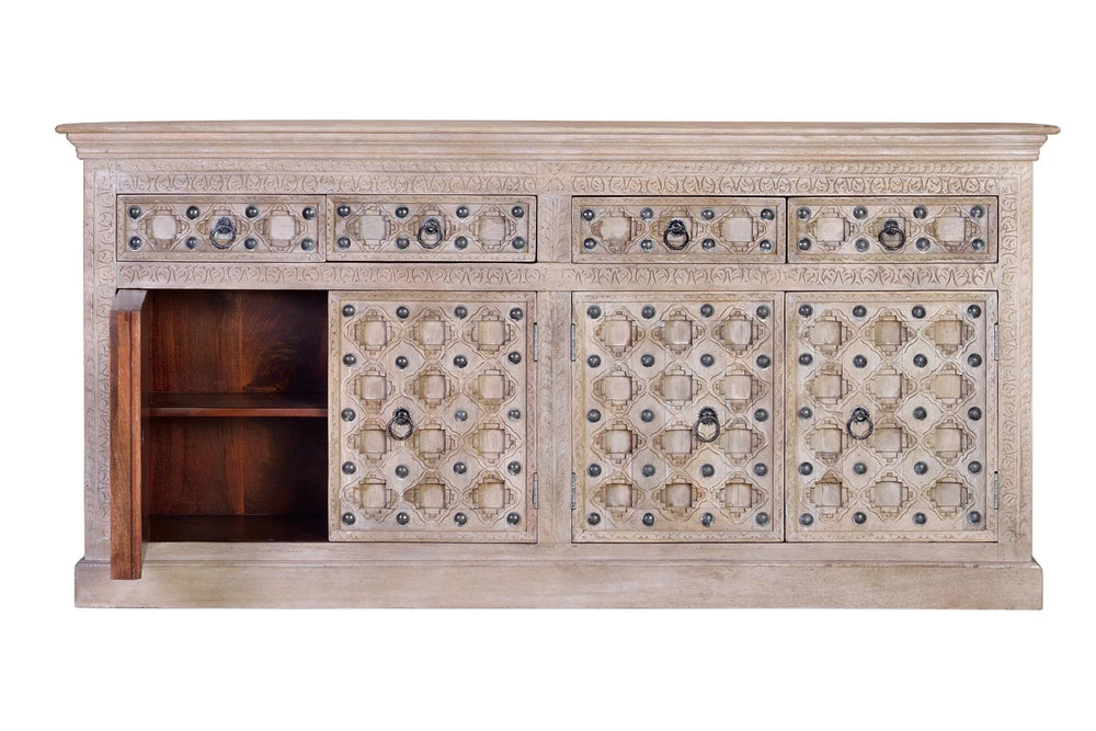 Giner and Colomer - Mango Wood Sideboard (4 Doors, 4 Drawers, Iron Details)