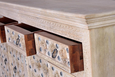 Giner and Colomer - Mango Wood Sideboard (4 Doors, 4 Drawers, Iron Details)