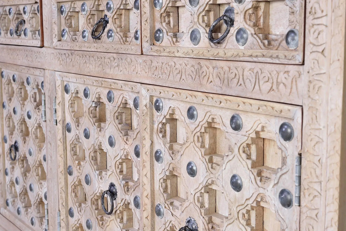 Giner and Colomer - Mango Wood Sideboard (4 Doors, 4 Drawers, Iron Details)