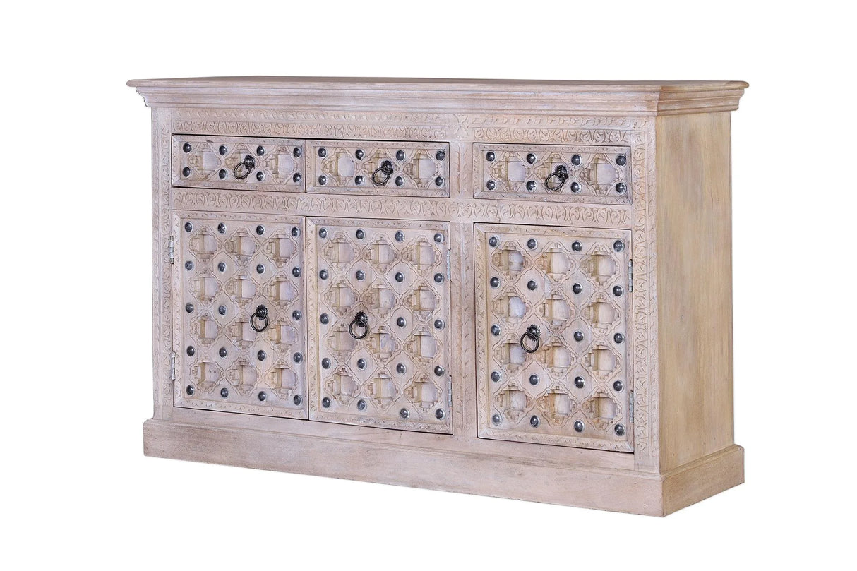 Giner and Colomer - Mango Wood Sideboard (3 Doors, 3 Drawers, Iron Details)