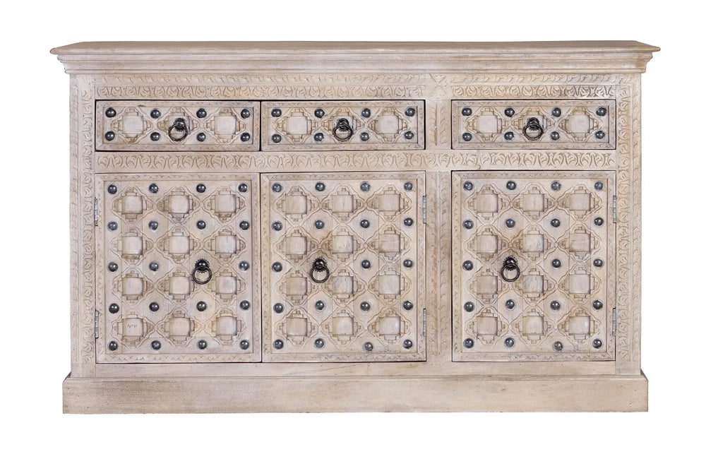 Giner and Colomer - Mango Wood Sideboard (3 Doors, 3 Drawers, Iron Details)