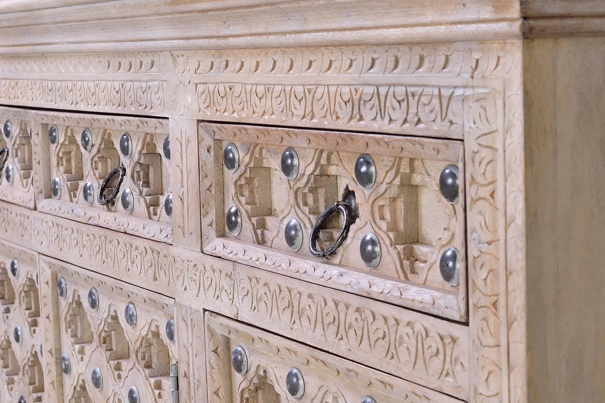 Giner and Colomer - Mango Wood Sideboard (3 Doors, 3 Drawers, Iron Details)