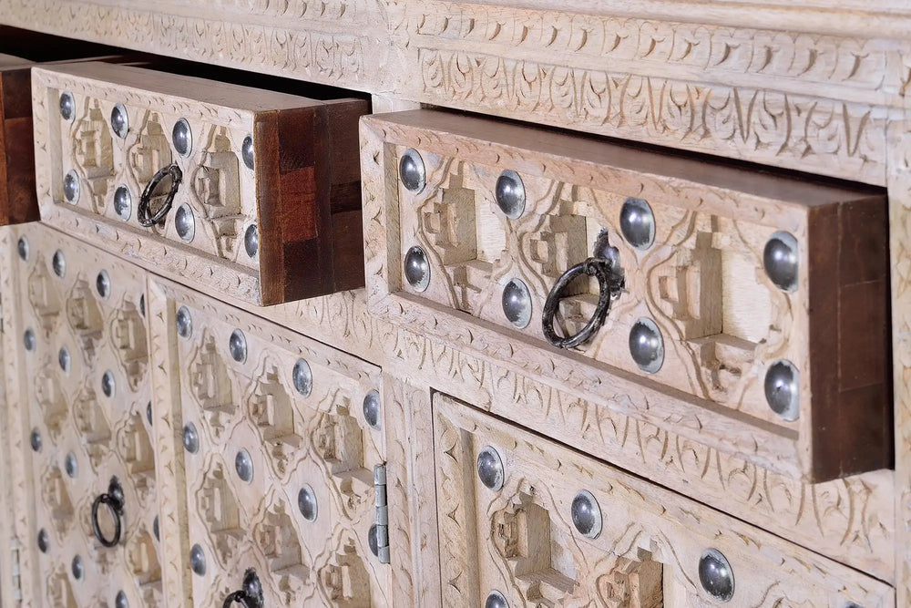 Giner and Colomer - Mango Wood Sideboard (3 Doors, 3 Drawers, Iron Details)