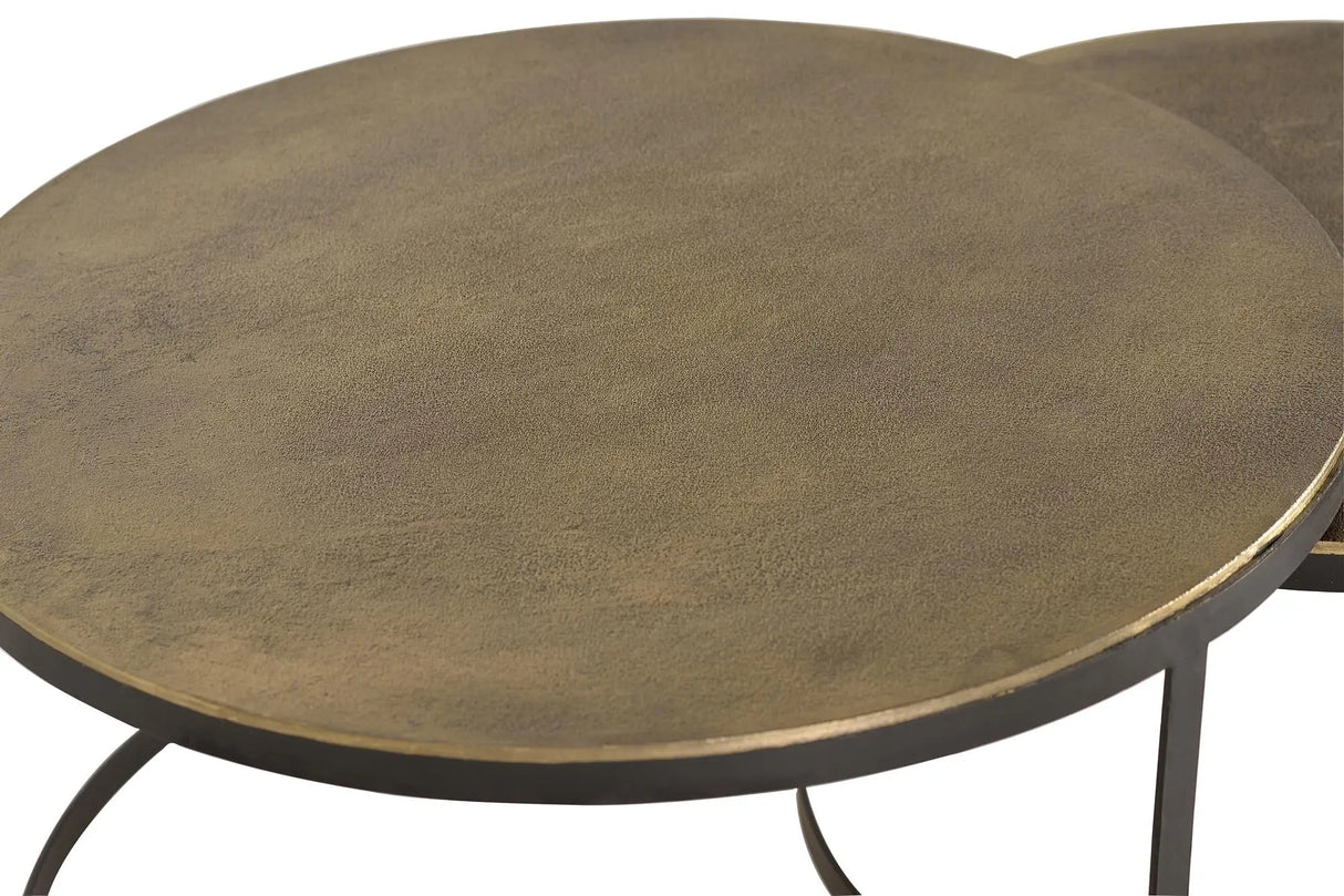 Giner and Colomer - Set Of 2 Bronze-Topped Nesting Tables With Lacquered Iron Base