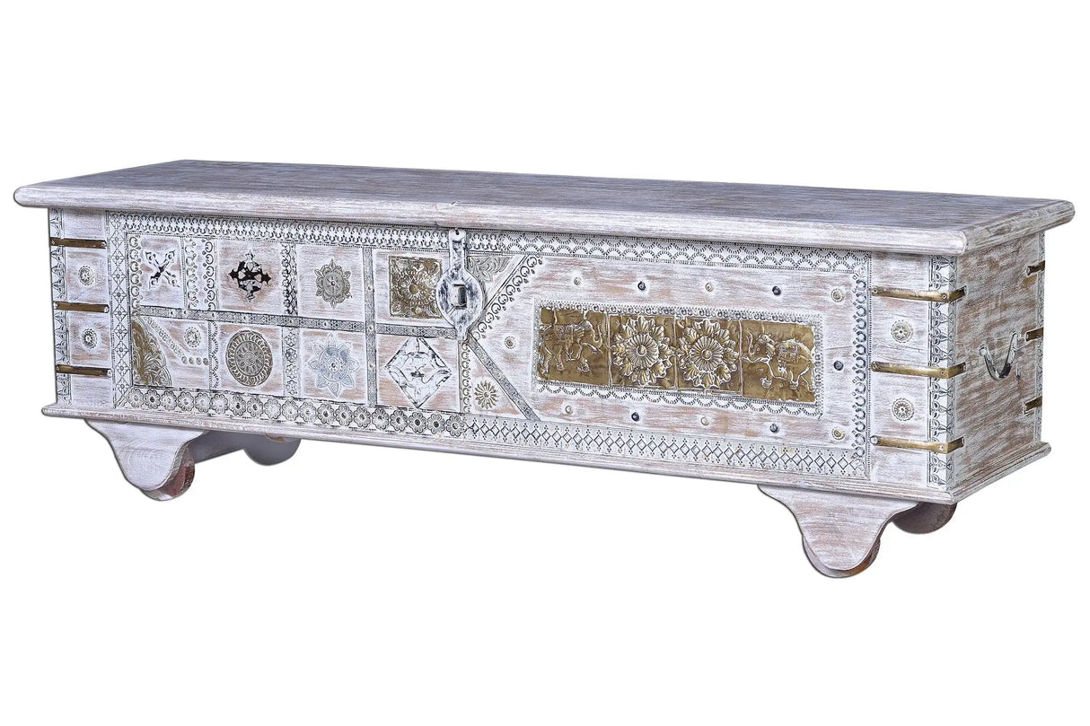 Giner and Colomer - Mango Wood Chest With Bronze Details & Top Opening