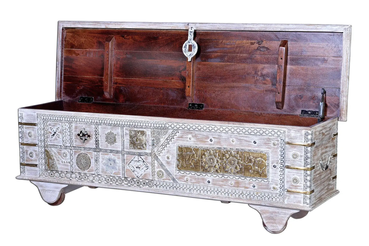 Giner and Colomer - Mango Wood Chest With Bronze Details & Top Opening