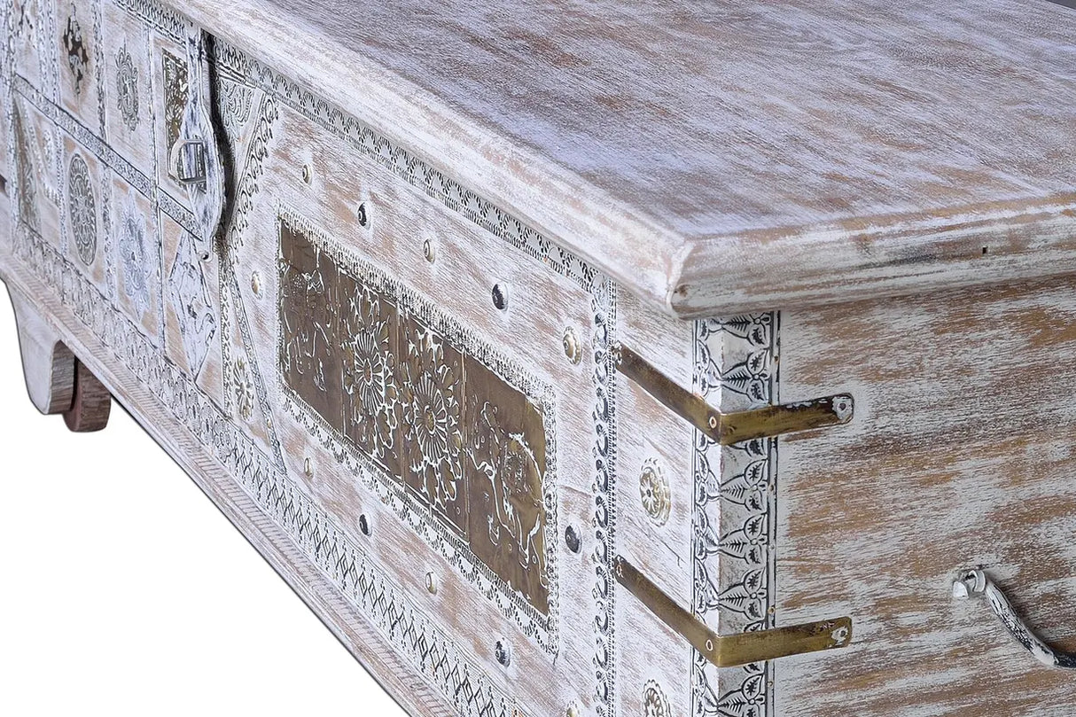 Giner and Colomer - Mango Wood Chest With Bronze Details & Top Opening
