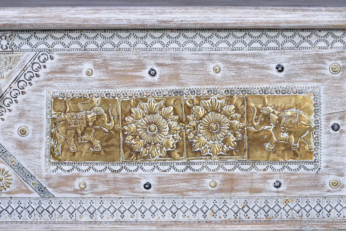 Giner and Colomer - Mango Wood Chest With Bronze Details & Top Opening