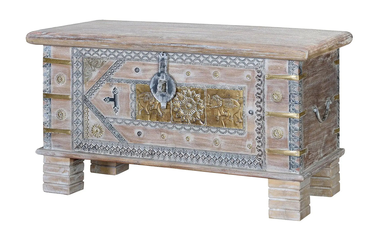 Giner and Colomer - Mango Wood Chest With Bronze Details & Top Opening