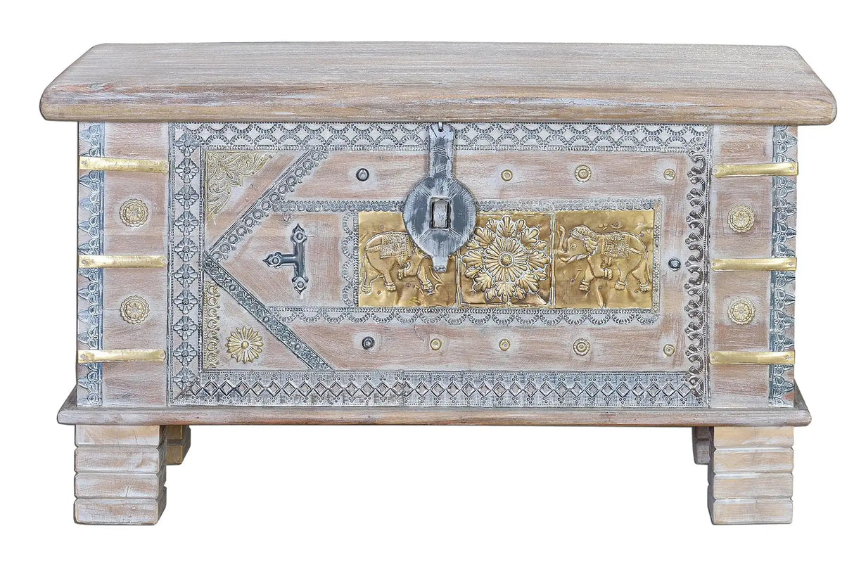 Giner and Colomer - Mango Wood Chest With Bronze Details & Top Opening