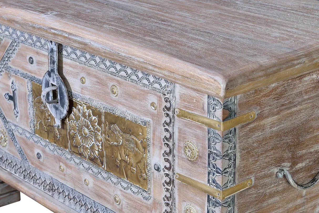 Giner and Colomer - Mango Wood Chest With Bronze Details & Top Opening