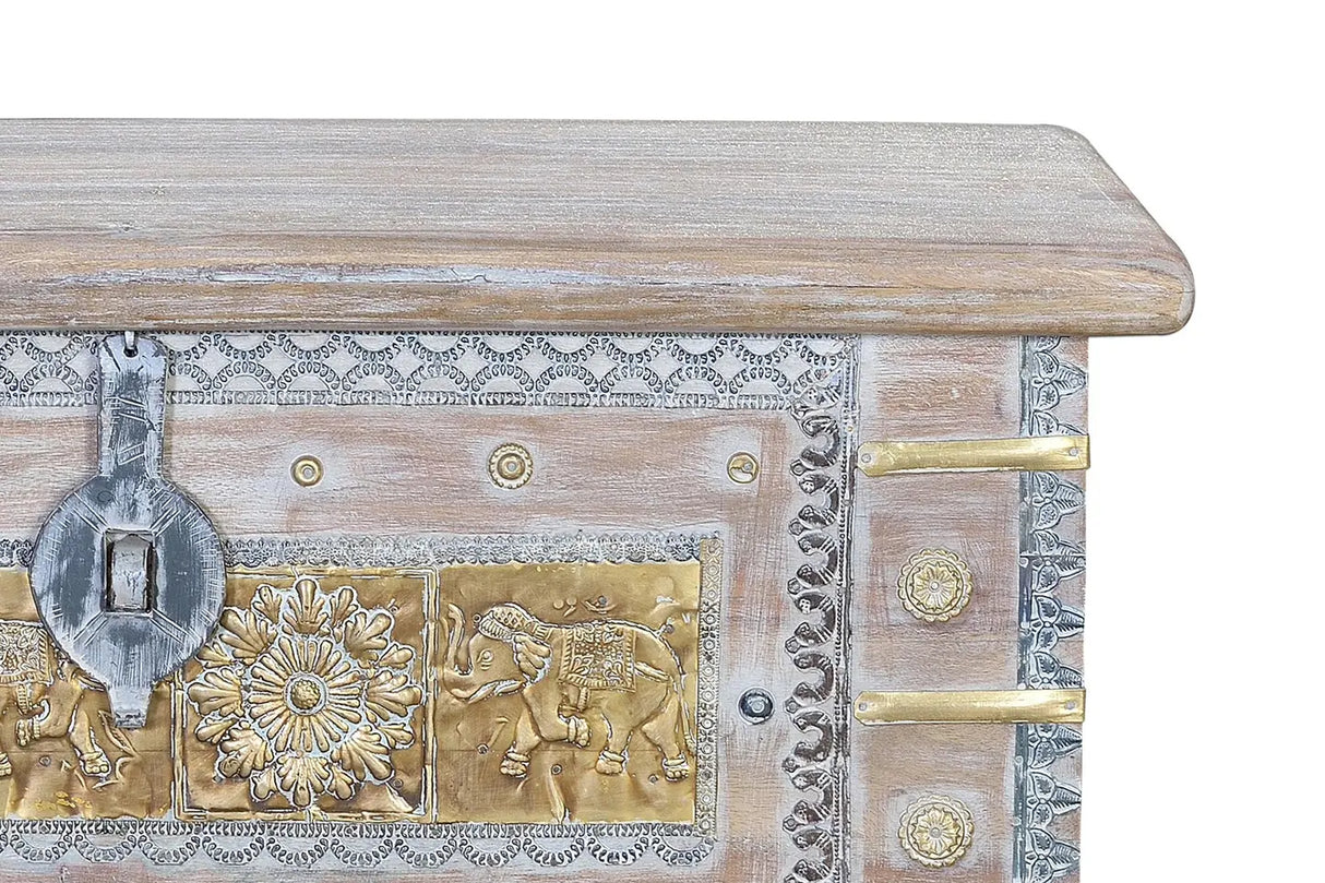 Giner and Colomer - Mango Wood Chest With Bronze Details & Top Opening