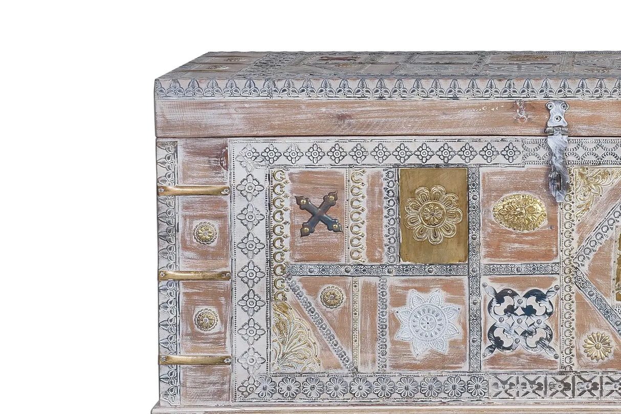 Giner and Colomer - Mango Wood Chest With Bronze Details & Top Opening