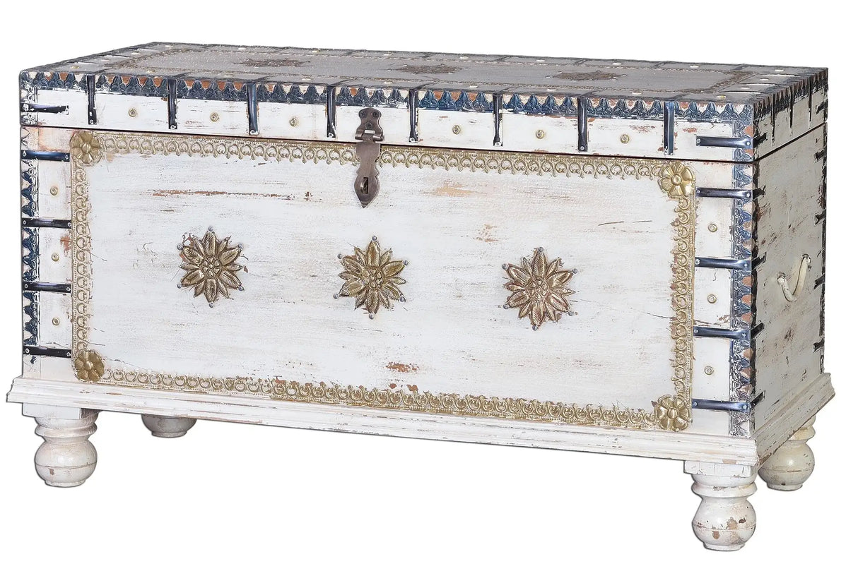 Giner and Colomer - Mango Wood Chest With Bronze Details & Top Opening