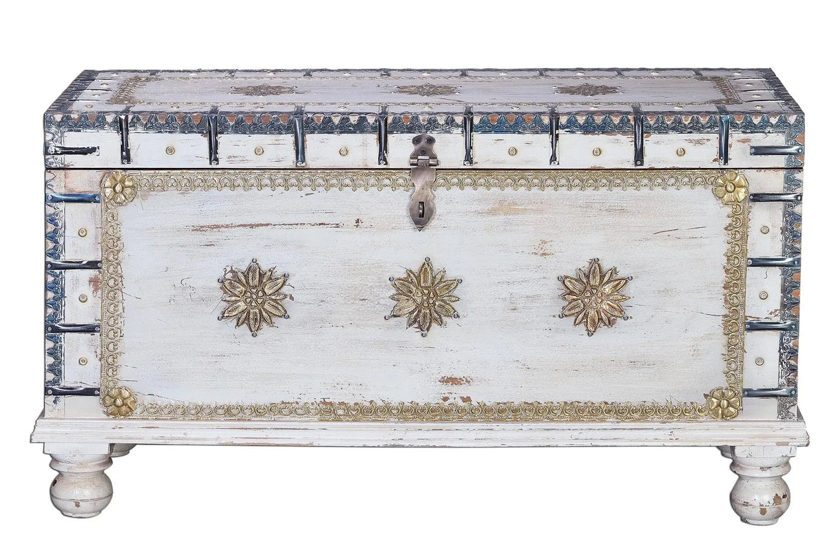 Giner and Colomer - Mango Wood Chest With Bronze Details & Top Opening