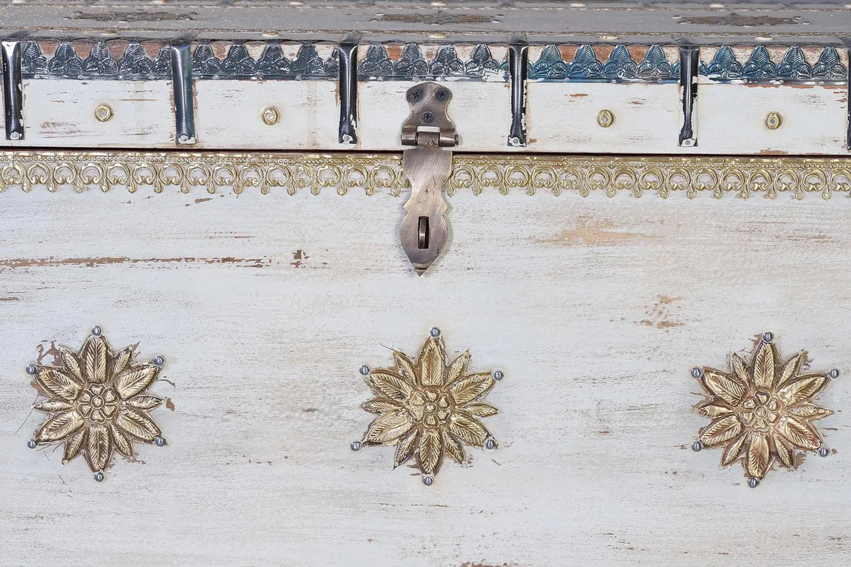 Giner and Colomer - Mango Wood Chest With Bronze Details & Top Opening