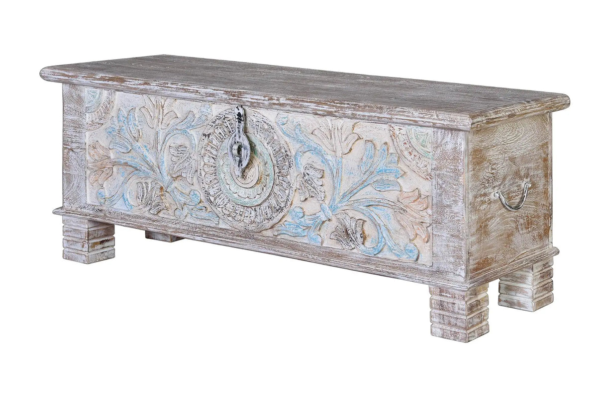 Giner and Colomer - Mango Wood Chest With Bronze Details & Top Opening