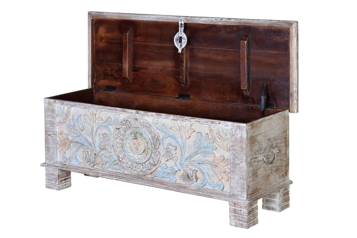 Giner and Colomer - Mango Wood Chest With Bronze Details & Top Opening