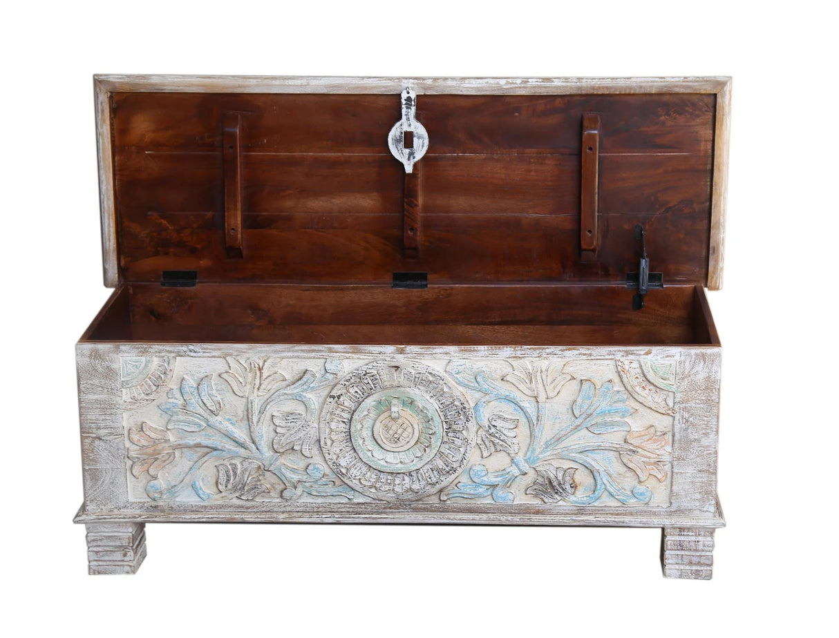 Giner and Colomer - Mango Wood Chest With Bronze Details & Top Opening