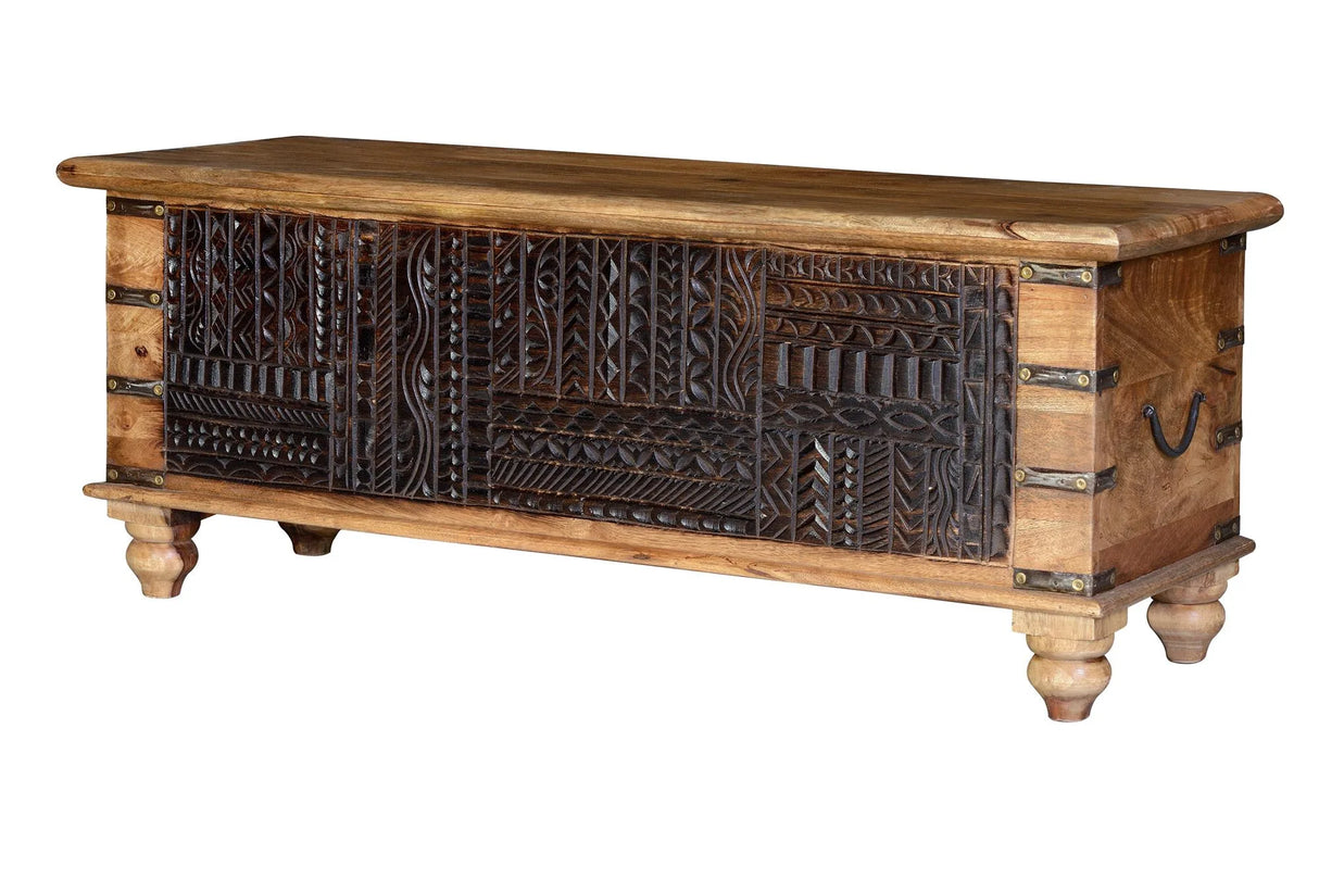 Giner and Colomer - Hand-Carved Mango Wood Chest With Top Opening