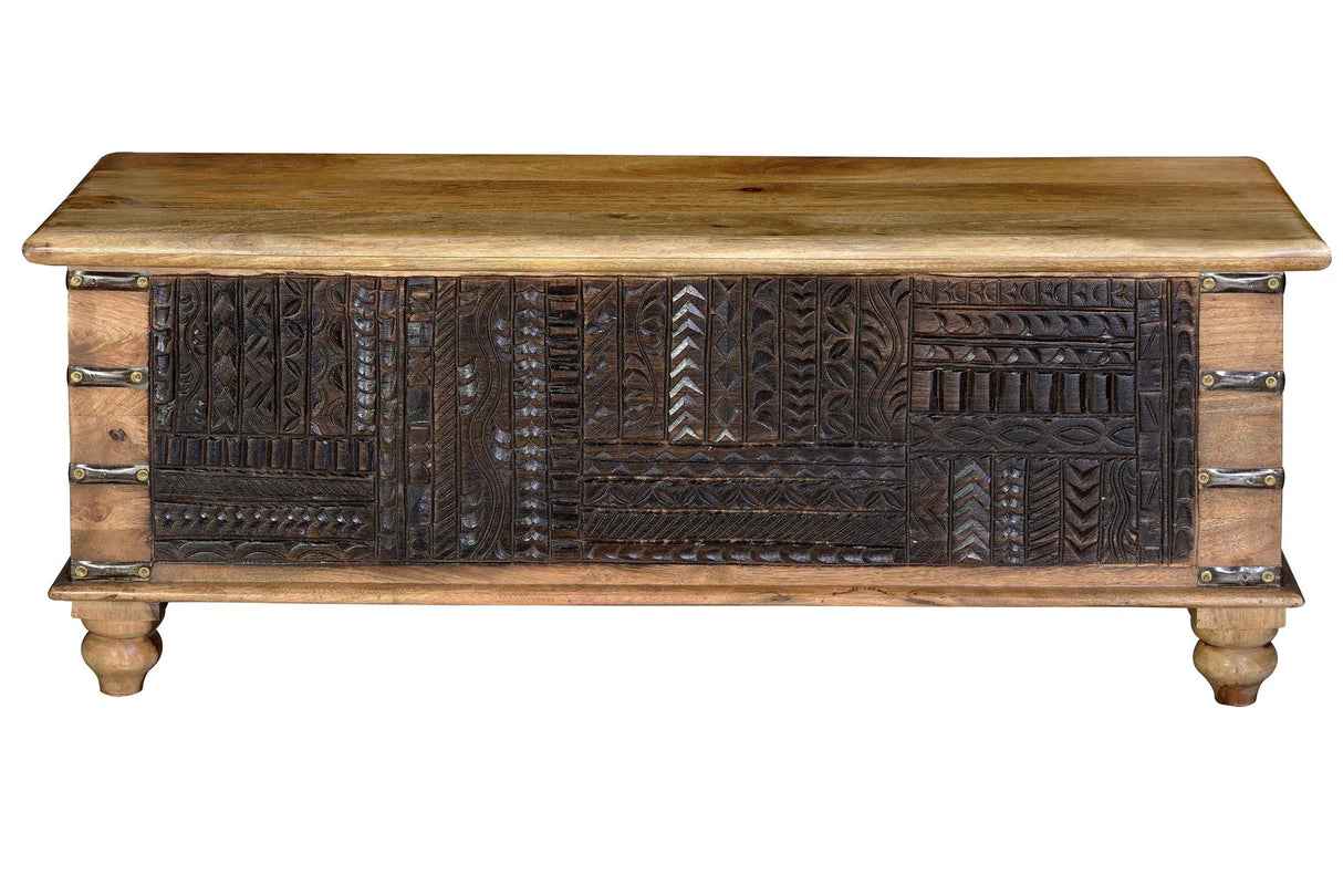 Giner and Colomer - Hand-Carved Mango Wood Chest With Top Opening