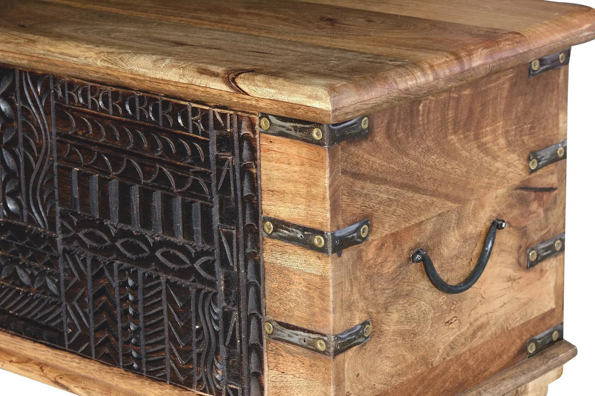 Giner and Colomer - Hand-Carved Mango Wood Chest With Top Opening