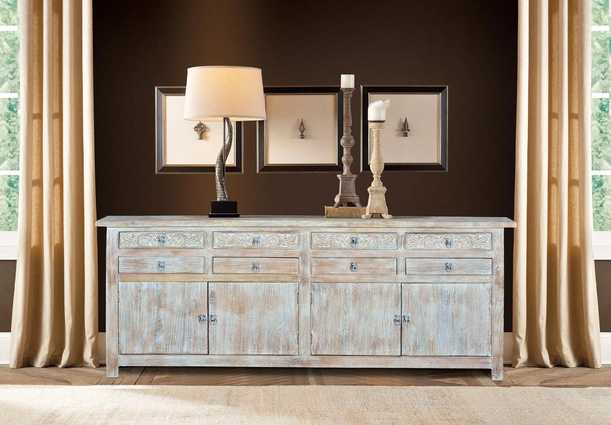 Giner and Colomer - Mango Wood Sideboard (4 Doors, 8 Drawers) & Shelves