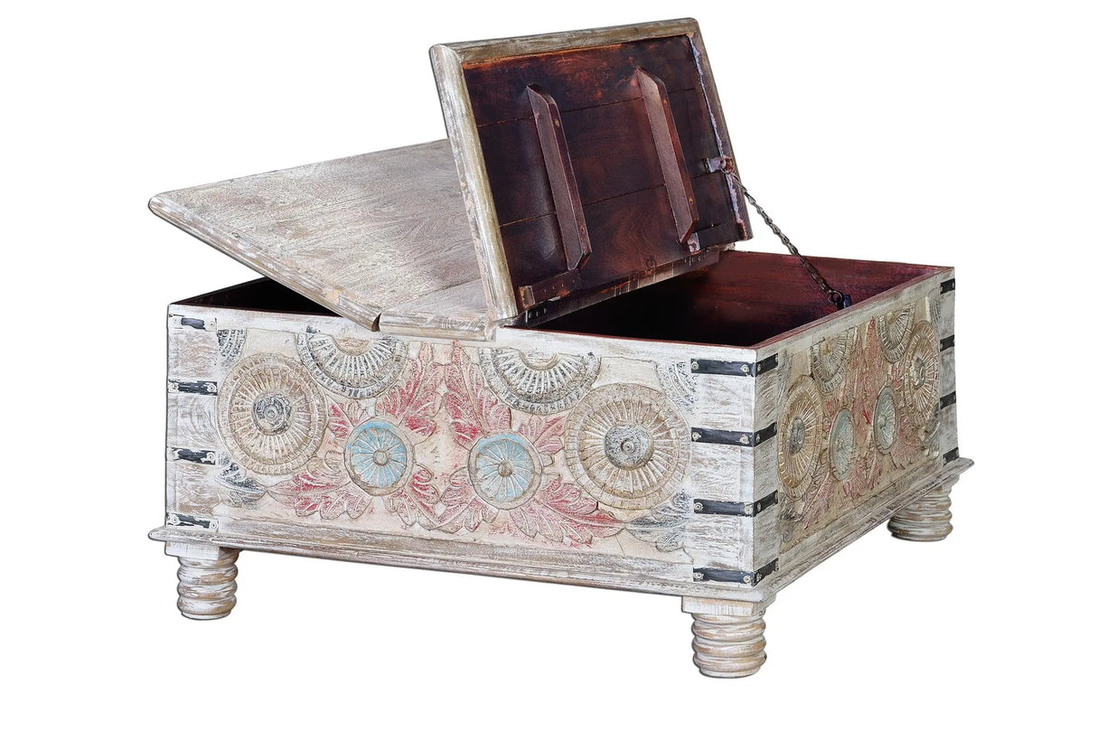 Giner and Colomer - Mango Wood Coffee Table With Top Opening (90 x 90)