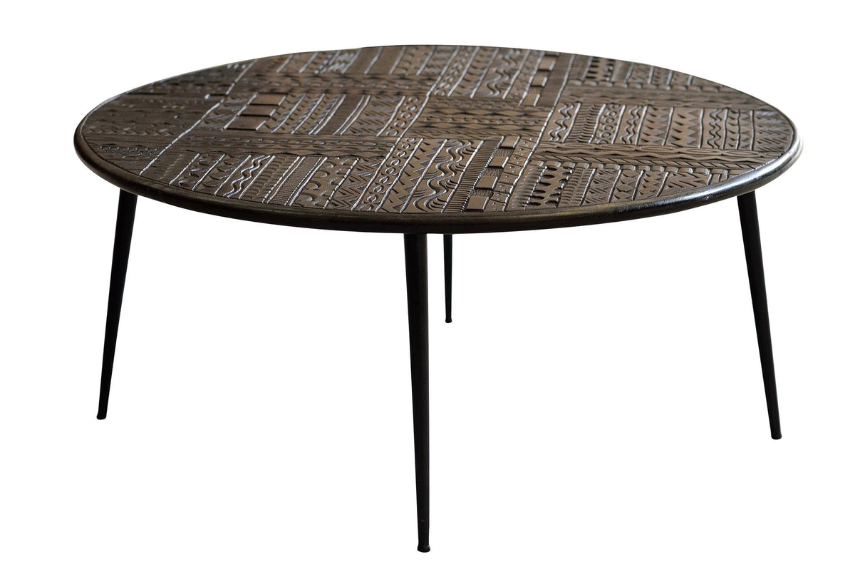 Giner and Colomer - Hand-Carved Hieroglyphic Mango Wood Coffee Table (70 x 70)