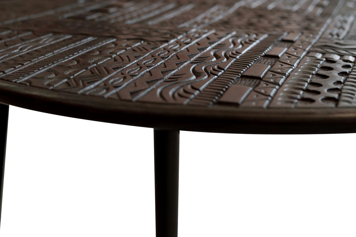 Giner and Colomer - Hand-Carved Hieroglyphic Mango Wood Coffee Table (70 x 70)