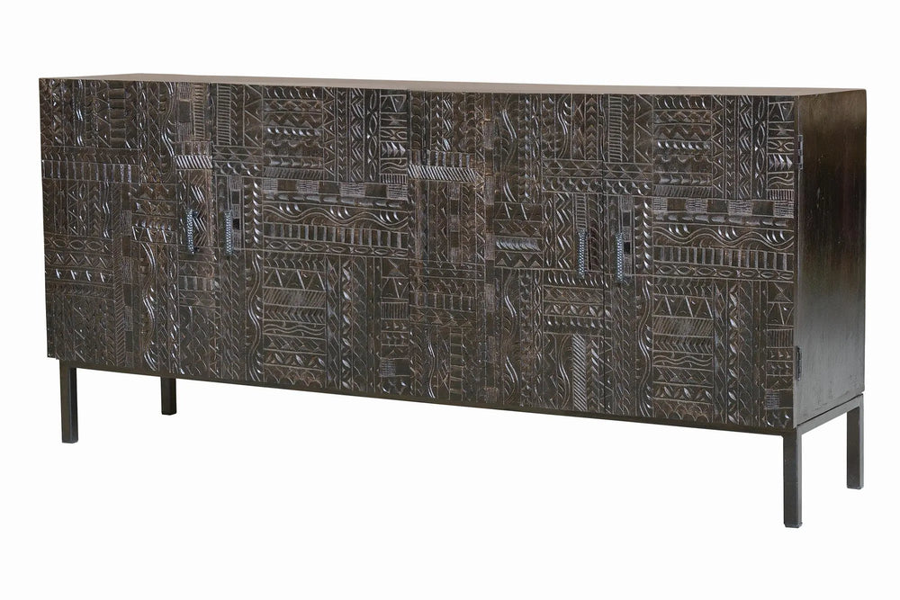 Giner and Colomer - Hand-Carved Hieroglyphic Mango Wood Sideboard (180 cm)