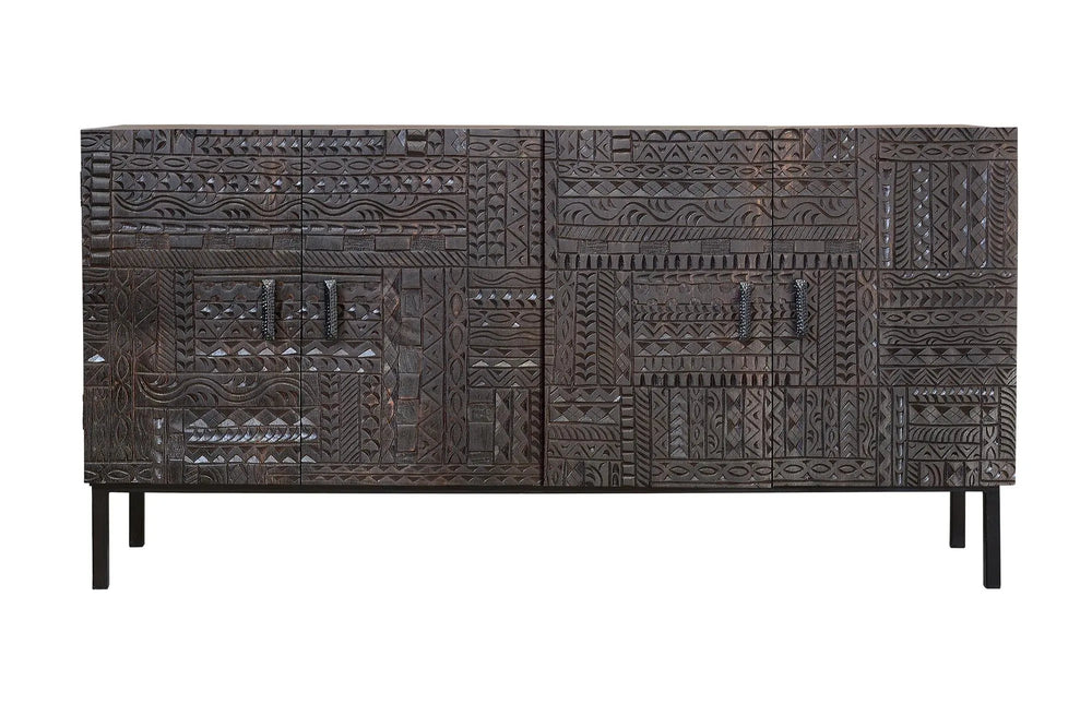Giner and Colomer - Hand-Carved Hieroglyphic Mango Wood Sideboard (180 cm)